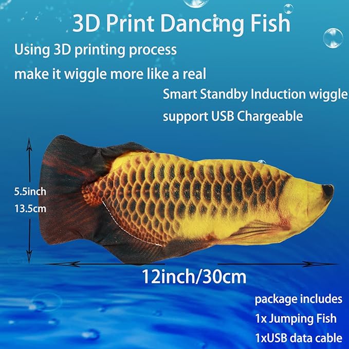 Realistic Flopping Fish Dog Chew Toy - Electric Moving Interactive Pet Toy for Small Medium Dogs, Chew Rocking Toy for Indoor Outdoor Exercise