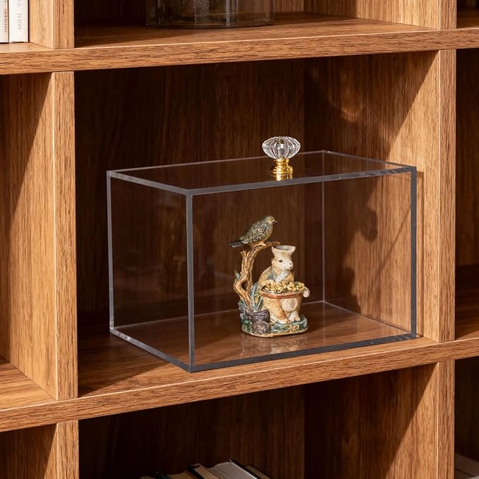Acrylic Storage Box with Lids 7.9 x 6.9 x 4.3 inches Transparent Square Container Suitable for Office and Home Use Mini Cube Storage Box for Jewelry, Stationery, and Small Toys