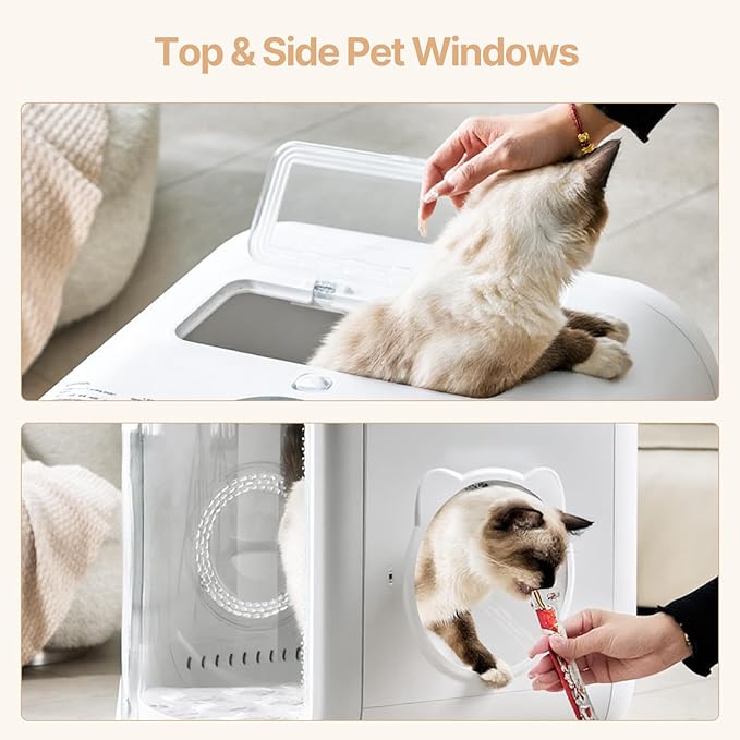 Upgrade Cat Dryer Box, 75L Large Pet Dryer Box for Cats and Small Dogs, 360° Rapid Drying & Smart Temp Control, Ultra-Quiet, Safe & Efficient Grooming for Multi-Pet Households, Including a Pet Towel