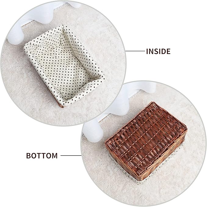 Multipurpose Rectangular Wicker Storage Baskets with Removable Washable Liner - Willow Woven Containers for Kitchen Food, Bathroom Towel, Home Sundries Organizer and Garden