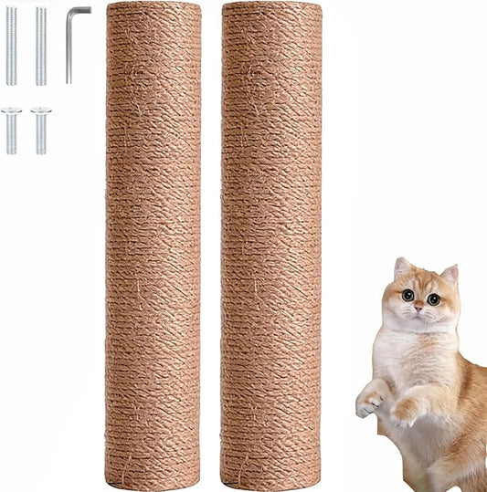 M8 Cat Scratching Post Replacement,15.7Inch Sisal Pole Cat Tree Replacement Post with Screws,DIY Scratcher,Pad, Crafts Gardening Hammock Home Decorating (Brown, M8*2poles*40cm/15.7inch)
