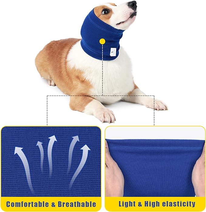 Nanaki Dog Calming Hoodie Quiet Head Cover Sleeves - Ear Covers Hood for Noise Bath, The Grooming and Force Drying Head Protection for Anxiety Relief and Calming Dog Neck and Ear Warmer