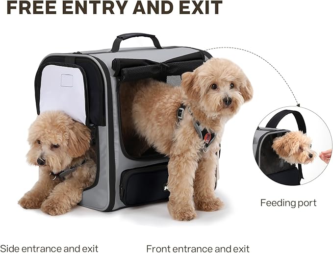 Pecute Cat Carrier Backpack Pet Carrier Backpack Widen Large Space, Stable Pet Backpack for Cat Small Dog, Ventilated Pet Backpack Miniature Dachshund Bag Suitable for Hiking, Camping Grey