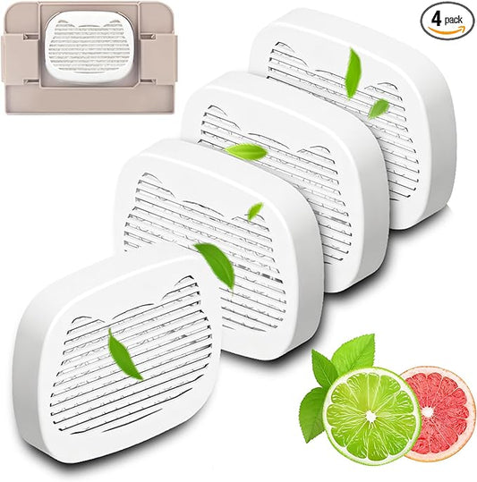 4-Pack Fragrance Box Deodorizer for Snow+ Automatic Cat Litter Box, Odors Remover Compatible with PetSnowy Self-Cleaning System, Grapefruit-Lemon