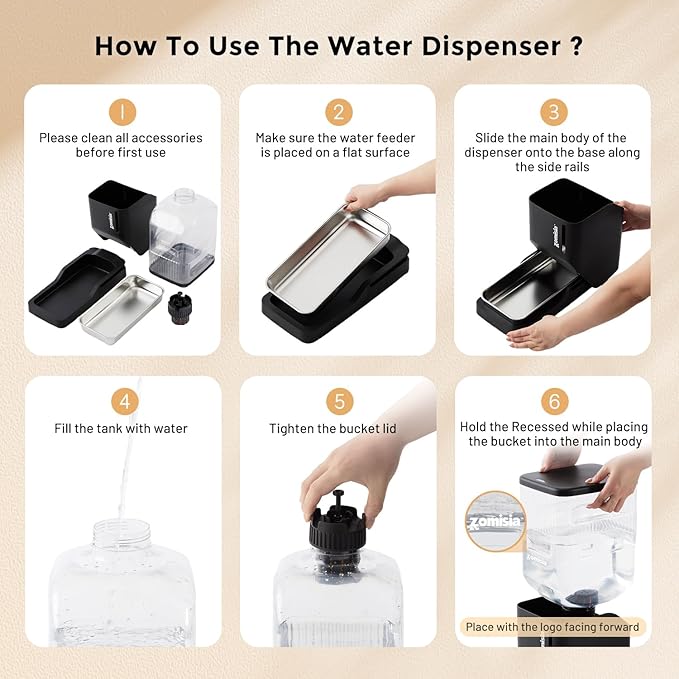 Automatic Dog Water Dispenser 8L with Stainless Steel Bowl, Gravity Large Capacity Water Bowl for Dogs, 2 Gallon Pet Waterer 100% BPA Free, Black