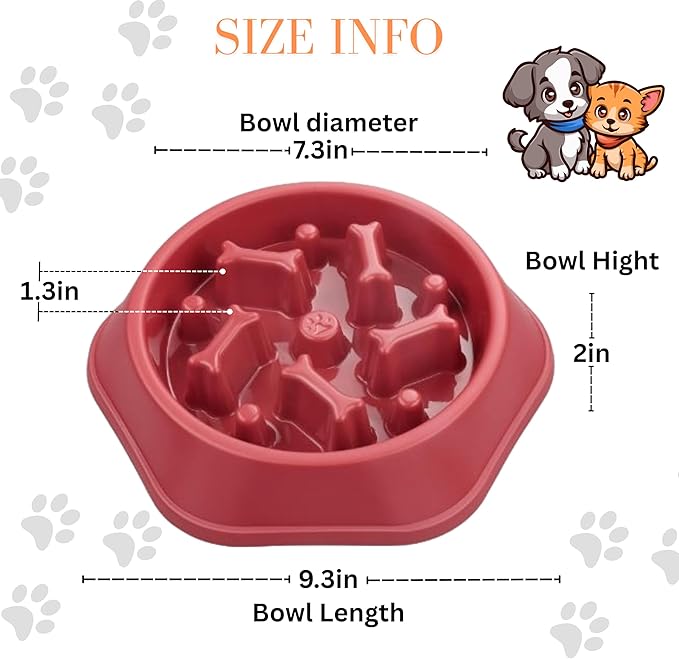2 PCS Slow Feeder Dog Food Bowl – Bowl Designed to Slow Eating, Promotes Healthy Digestion and Prevents Bloat, Ideal for Cats and Dogs (SkyBlue-Pink)