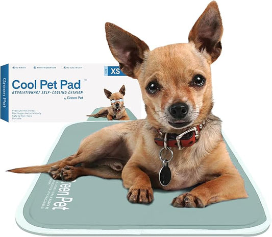 The Green Pet Shop Cool Pet Pad - Extra Small, Sage Grey - Self-Cooling, Pressure Activated Mat for Dogs & Cats from 0-8 lbs - Non-Toxic Gel, No Water Needed
