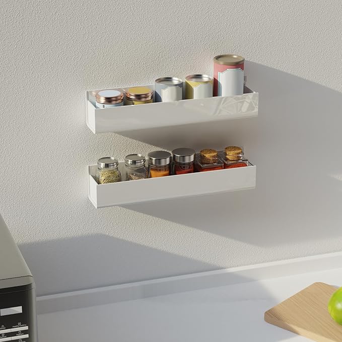 Wall-Mount Acrylic Spice Rack 2-Pack - No Drilling Required