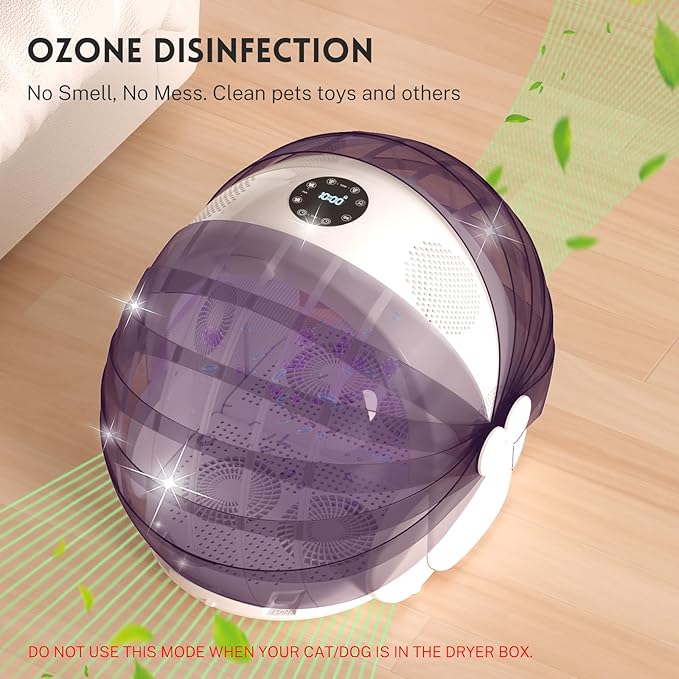 Foldable Automatic Pet Dryer Box for Cats and Small Dogs,Ultra Quiet Cat Hair Dryer with 8 High Velocity Fans 360 Drying Temperature Control 4-Speed Settings Timer Smart Pet Drying Box