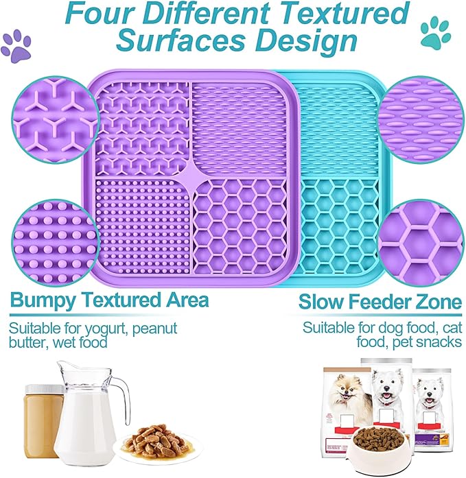 Dog Lick Mat with Suction Cups – Anxiety Relief & Slow Feeder for Bathing, Grooming, Training – 2 Pack