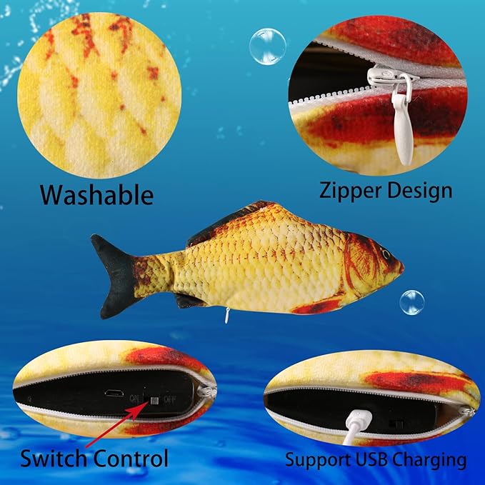 Realistic Flopping Fish Dog Chew Toy - Electric Moving Interactive Pet Toy for Small Medium Dogs, Chew Rocking Toy for Indoor Outdoor Exercise