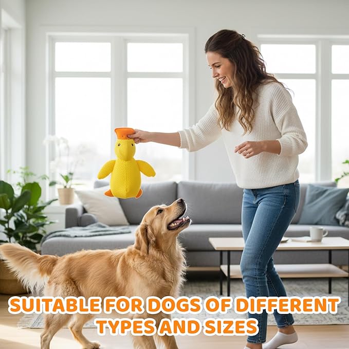 1 PCS Calming Duck Toy for Dogs, The New Mellow Dog Calming Duck, Soft Plush Yellow Duck Dog Toy, Anxiety Relief for Pets, Quacking Sound for Indoor Dogs, 23x20 cm