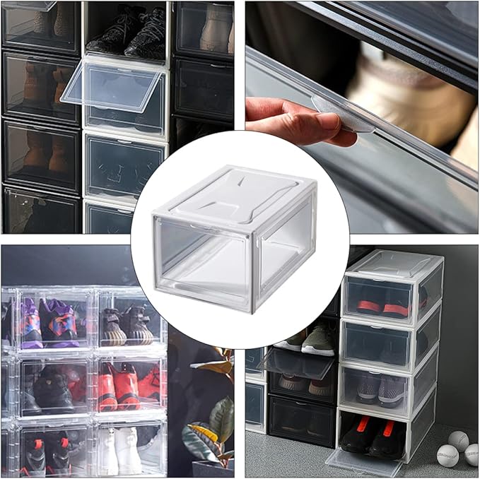 Zerodeko 1pc Transparent Sneaker Storage Box Clamshell Shoes Organizer Stackable Container for Shoes Socks and Accessories for Closet and Entryway Storage