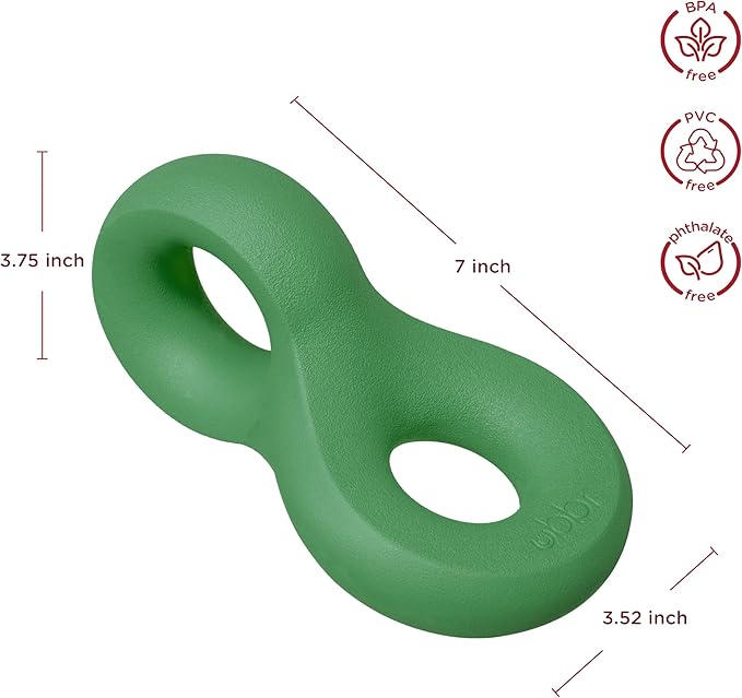 Ubbi Chomp Toy for Medium to Large Dog Breeds, Durable Natural Rubber, Green (Pack of 2)