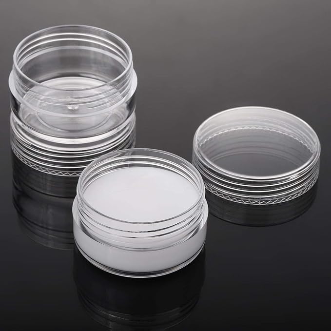 100 Count 10g Sample Jars with Lids Makeup Jars Plastic Lip Scrub Containers TSA Approved Cosmetic Containers for Traveling - Clear
