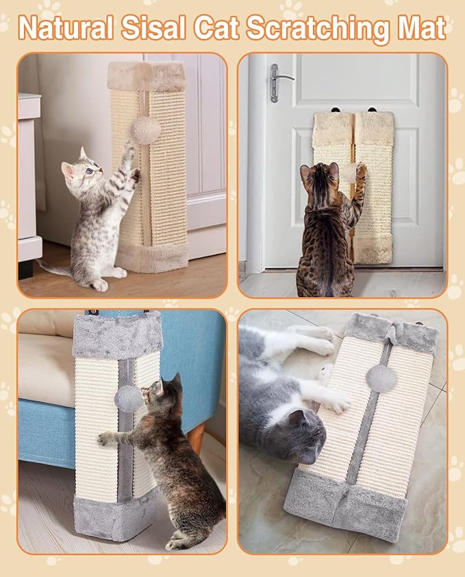 BNOSDM 2 Pack Cat Wall Corner Scratcher for Indoor Cats Walls Mounted Sisal Scratch Board Protector Vertical Anti Scratching Pad Protect Furniture Pet Wear Resistant Mat for Door Sofa
