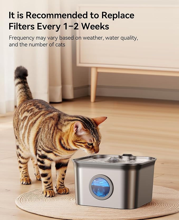 6 Pack New Version Replacement Filters + 6 Pump Sponges for Feelneedy Stainless Steel Cat Water Fountain [FN-W22] - 99oz/2.8L Pet Water Fountain Filters