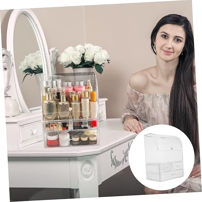 PartyKindom Cosmetic Box Lid Acrylic Desktop Organizer Storage Bin Lid Space-saving Tidy Desktop Stylish
