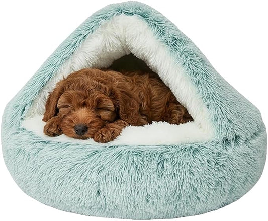 Dog Bed, Dog Bed with Cover Cave, Dual Comfort Design, Pet Bed for Small/Medium/Large Cats and Dogs, Anxiety Relief, Durable & Chew-Proof, Improves Sleep & Behaviour (Green, 26in)