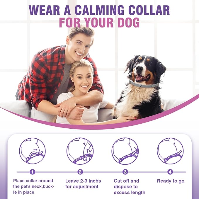 Calming Collar for Dogs 4 Packs Lasts 60 Days Dog Pheromone Anti Anxiety Calm Collars to Relieve Stress and Bad Behavior Like Separation Adjustable 25 Inches for All Small Medium and Large Dogs
