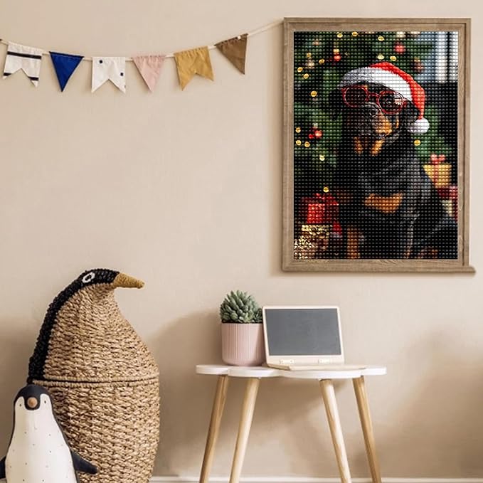 LTCZ Rottweiler with Glasses Diamond Art Painting Kits for Adults,Christmas 5d Diamond Painting Dots Art Kits for Adults Beginner, Home Wall Decor 16 * 20Inch