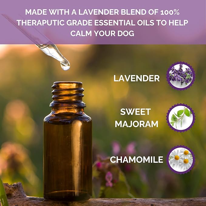 Calm Fleece Laying Down Dog, Soothing Dog Toy, Made with Lavender Blend of Therapeutic Grade Essential Oils (33cm)