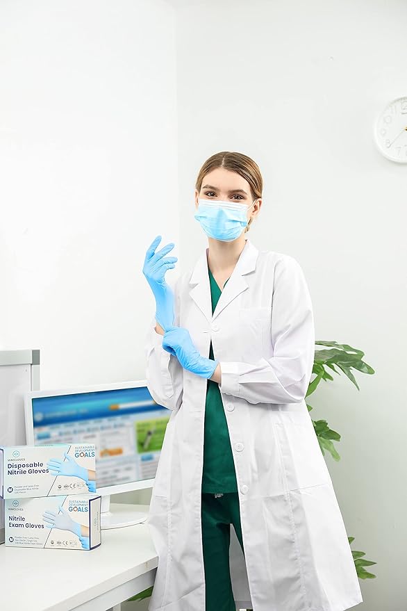 Disposable Nitrile -Small- Powder Free, Rubber Latex Free, Non Sterile- Soft with Textured Tips -Blue-Small