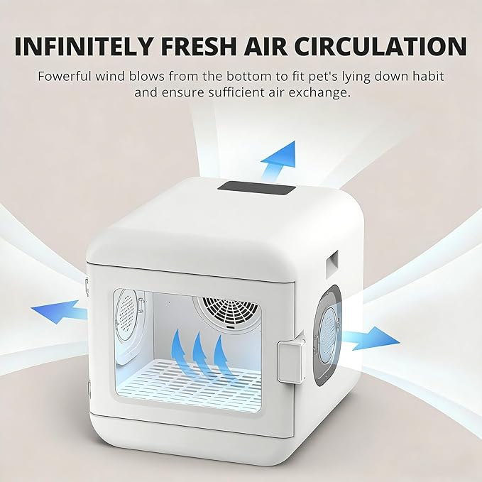 Simple Deluxe 60L Automatic Pet Dryer Box, 40dB Low Noise 360°Circulating Air Dryer for Cats and Small Dogs, Professional Fast Drying Blower with Smart Control Panel