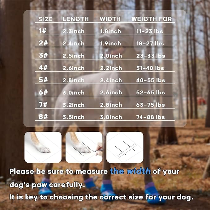 Dog Shoes, Waterproof Dog Booties Paw Protector for Hot Pavement, Snowy Day, Outdoor Walking Skip-Proof Dog Shoes Blue 3.0in L