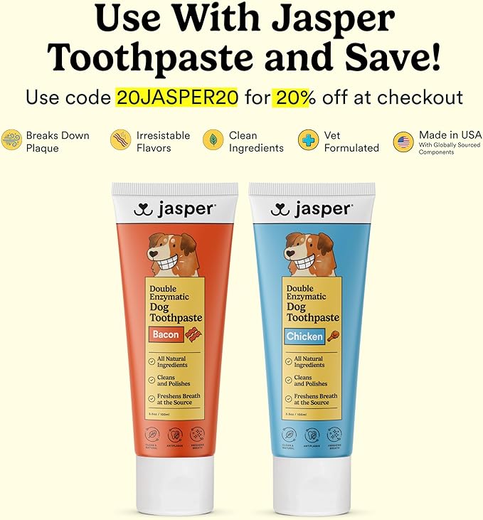 Jasper Large Dog Toothbrush, 360 Degree Pet Tooth Brushing Kit, Cat Toothbrush, Canine Dental Care & Teeth Cleaning Kit, Pet Finger Tooth Brush, Use with Dog Toothpaste, 2-Pack Navy-Blue Large