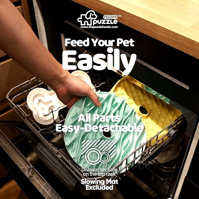 Puzzle Feeder Green Dog Bowl & Accessories, Slow Feeder Bowls for Dry, Wet, and Raw Food, Puzzle Food Bowls for Large Dogs