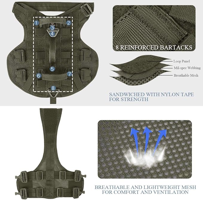 PETAC GEAR Tactical Dog Harness No Pull for Large Working Dogs Military Dogs Vest Police Service Training Dogs Molle Harnesses with Handle … …