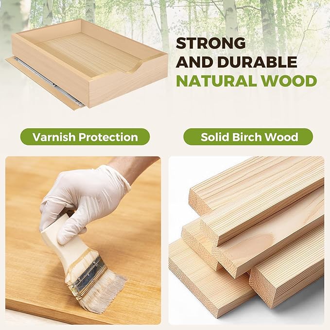 Pull Out Drawers for Cabinet 17.5" W x 23" D x 4.5" H Wood Slide Out Organizer and Storage Kitchen Cabinet Drawers Slide Out Shelves Pull Out Shelves in Kitchen Pantry Bathroom with Soft Close