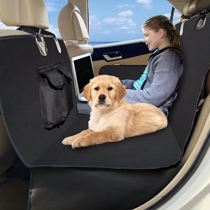 Waterproof Dog Car Seat Cover for Back Seat,Heavy Duty Back Seat Pet Cover for Dogs with Hard Bottom, Non-Slip & Scratchproof Dog Hammock for Car SUV & Truck