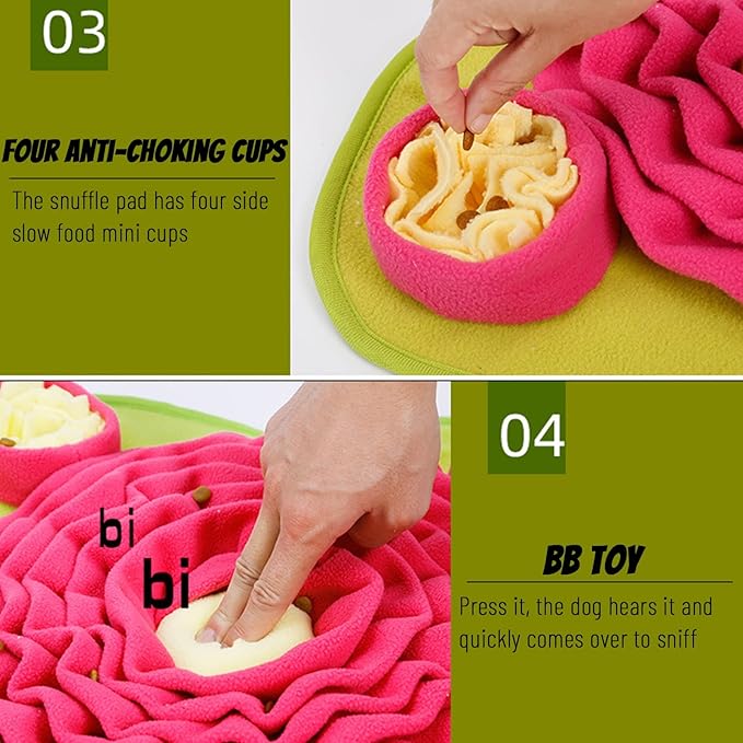 Pet Snuffle Mat for Dogs Sniff Mat,Dog Nosework Feeding Mat,Slow Feeder Pet Interactive Dog Puzzle Toys, Enrichment Pet Foraging Mat for Training and Stress Relief