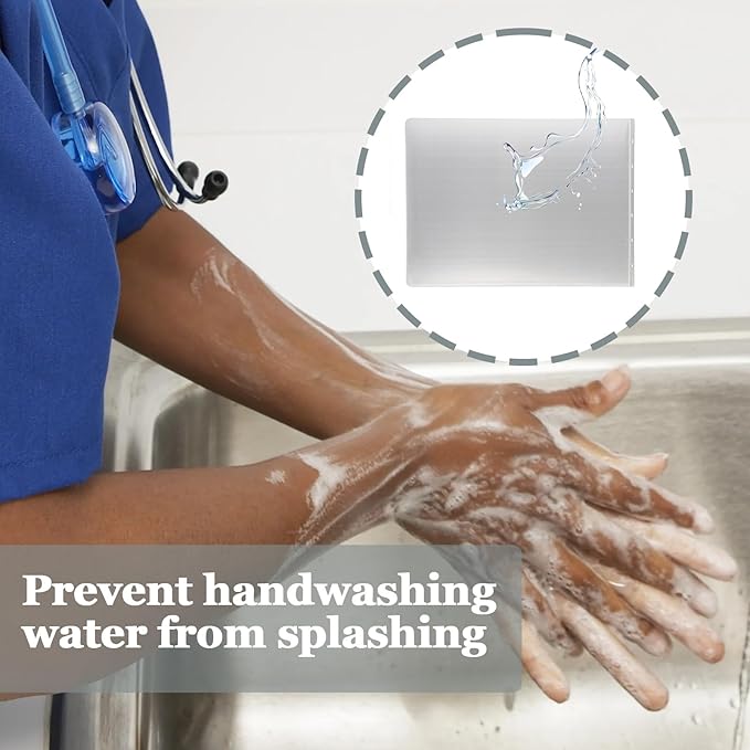 2 Pcs Stainless Steel Side Splash Guard for Sink, Wall Mount Guard with Screws, Commercial Restaurant Hand Sink and Compartment Prep Sink, Kitchen Sink Splash Protector Supply(16 x 12 Inch)