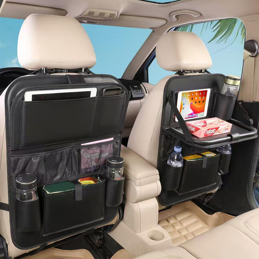Leather Car Backseat Organizer with Tablet Holder - 9 - Image 1