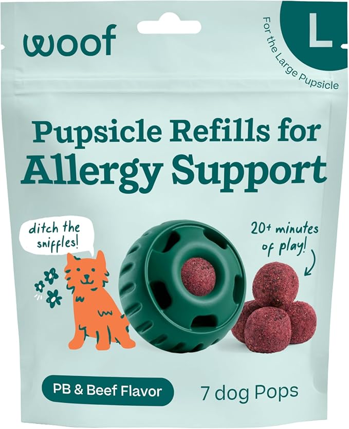 WOOF Pupsicle Refill Pops for Allergy Support for Dogs - Allergy Dog Treats for The Pupsicle Toy to Support Your Dog’s Natural Immune Defenses - Large Pops - 7 Count