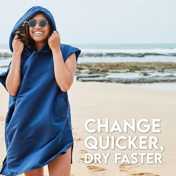Dock & Bay Adult Poncho - Hooded Towel with Deep Pockets, Changing Robe - Quick Dry - Compact, Lightweight - Includes Bag