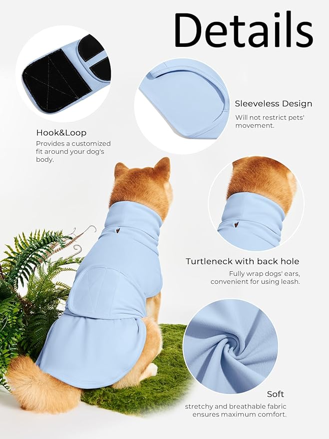 Dog Anxiety Calming Vest Adjustable Turtleneck Thunder Shirt Jacket for Fireworks, Separation, Vet Visits, Pet Hoodie for Large Medium Dogs