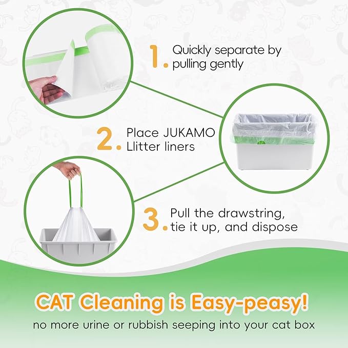 80 Count Self-Cleaning Cat Litter Box Liners Bag, Compatible with Meo Want MW-SC01/SC02/SC09/ SC01-Y,Thick Heavy Duty Drawstring Cats Litters Box Robots Bags Liners,18" x 12.6"