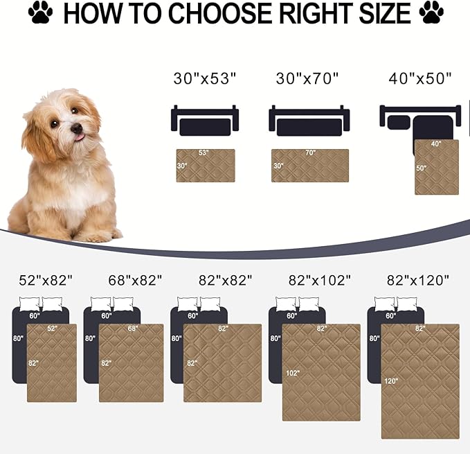 Smiry Waterproof Dog Blanket, 40x50 Inch Soft Pet Bed Cover Reversible, Washable Sofa Couch Furniture Protector for Small Medium Large Dog Puppy Cat, Geometric, Camel/Beige