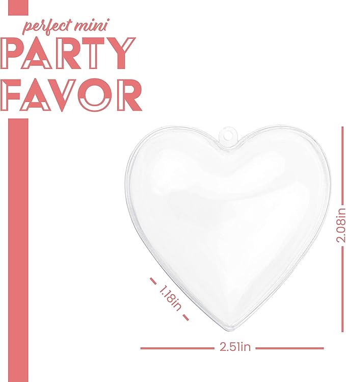 Hammont Heart Shaped Acrylic Candy Boxes - 12 Pack - 2.51"x2.08"x1.18"- Perfect for Weddings, Birthdays, Party Favors and Gifts | Designer Cute Clear Lucite Plastic Treat Containers