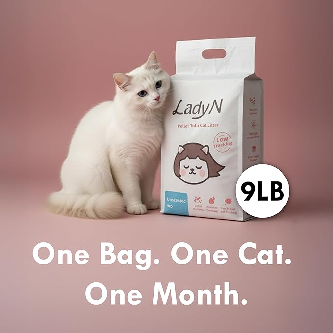 Lady N Cat Attract Tofu Litter – Natural Attractant Formula for Litter Box Training, Calming Pheromone for Multi-Cat Homes, Classic Pellet Shape for Standard Litter Box 9lb