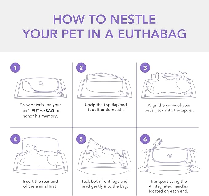 EUTHABAG Snuggle Bag Designed by a Veterinarian The Dignified Pet Cremation & Burial Bag with Kit for a Gentle Goodbye for Rodents, Ferrets and Birds 0–3 lb (X-Small)