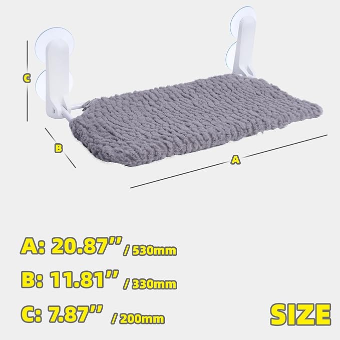 2PC Cat Window Perch, Easy Install Bracket, Portable Wall Hammock for Indoor Cat, Grey