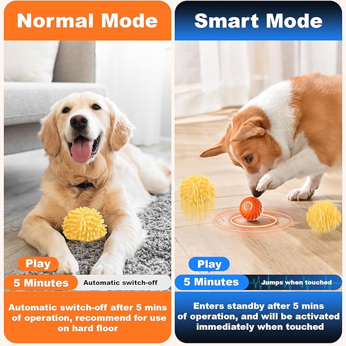BABORUI Interactive Dog Toys - Electric Dog Ball with Cover, Automatic Dog Toys for Small/Medium/Large Dogs (Large Orange)