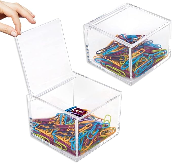 KissYou Acrylic Box Clear Boxes with Lid Transparent Display Square Cube 2Pieces Storage Organizer Containers for Wedding Cake,Candy