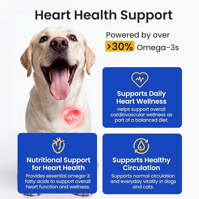 Omega-3 Fish Oil for Dogs & Cats - IFOS Certified 5-Star - High Potency 30% EPA+DHA from Wild Small Fish - Supports Skin, Coat, Joints & Heart - Liquid Pump Supplement, 16.9oz