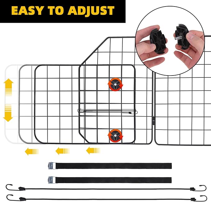 KOOLTAIL Dog Barrier for SUV & Truck, Adjustable & Foldable Dog Car Barrier 36.6"-60.6", Heavy-Duty Wire Mesh Car Divider, Universal Fit for Cars, Jeep, Hatchback, Triple Folding